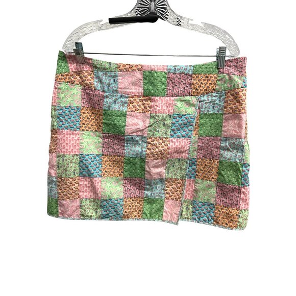 Vineyard Vines Womens Pastel Multicolor Patchwork Cotton Mini Skirt SZ 14 - Picture 1 of 8